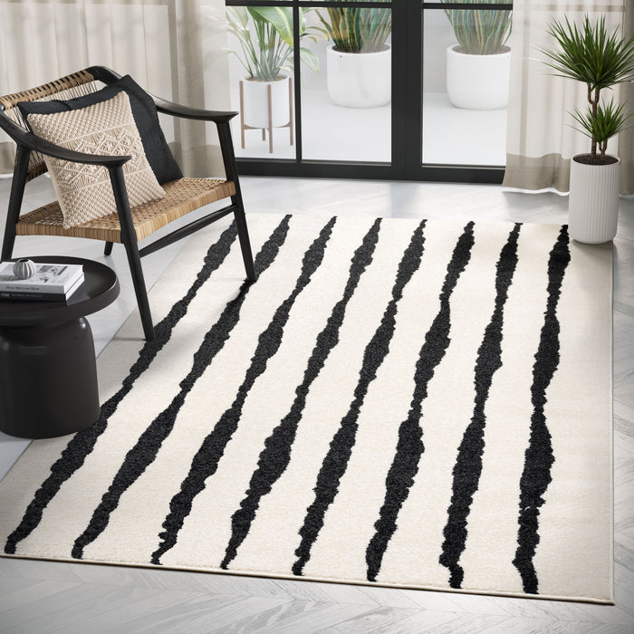 Nordic Thin Vertical Lines Cream Rug