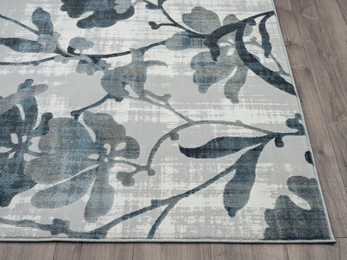 Nova Blue Grey Floral Rug