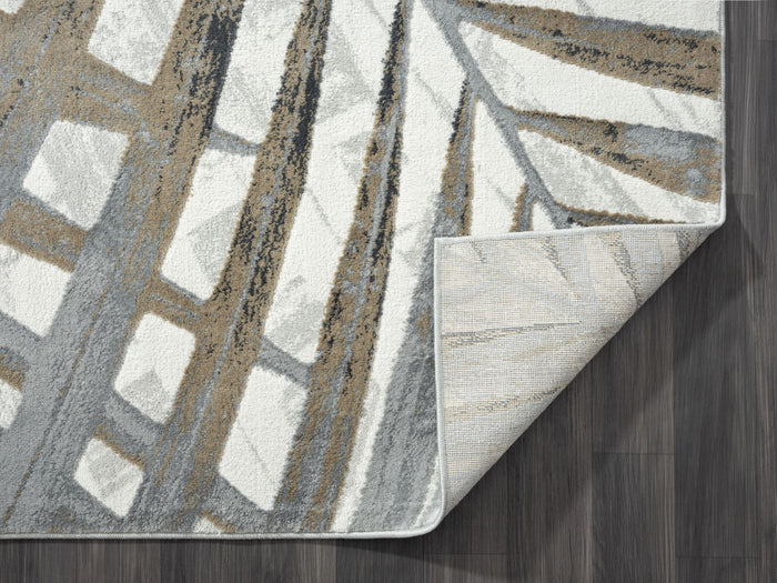 Nova Grey Tropical Leaves Brown White Rug