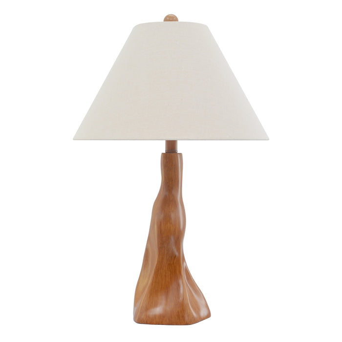 Oak Sculpted Wood Table Lamp