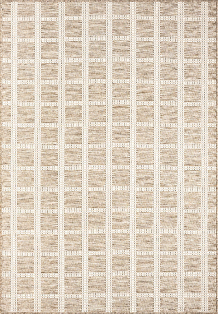 Ocean  Checkered Indoor/Outdoor Brown Rug