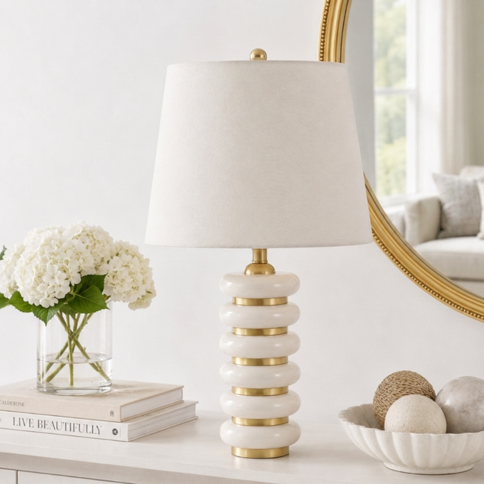 Opal Ribbed Ceramic Table Lamp