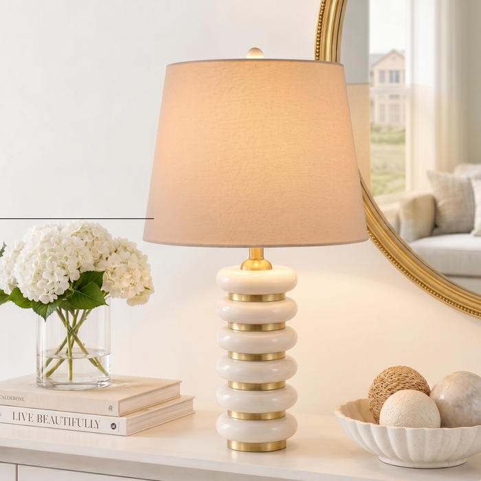 Opal Ribbed Ceramic Table Lamp
