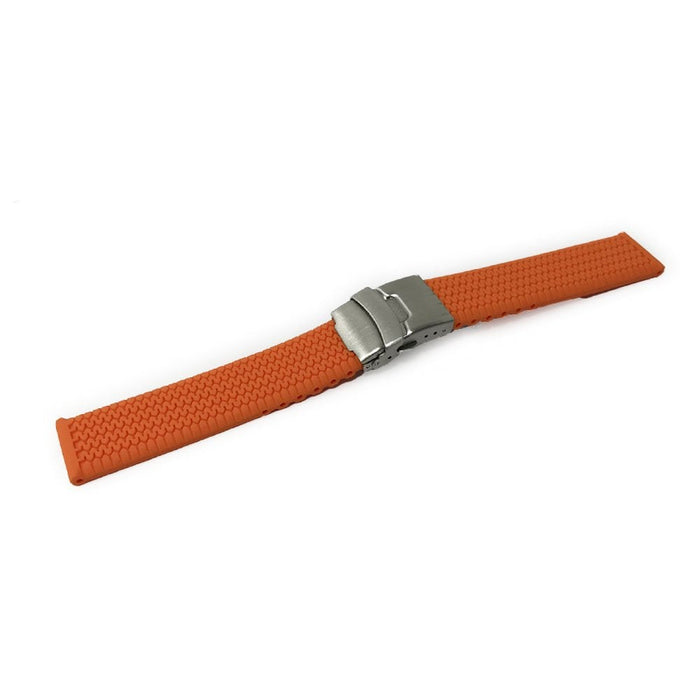 Orange Silicone Strap With Deployment Clasp & Tyre Track Pattern