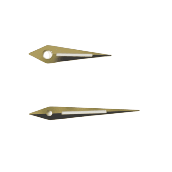 Pair of Luminous Dauphine Watch Hands (Min 0.70, Hr 1.20) - Choose Size and Colour