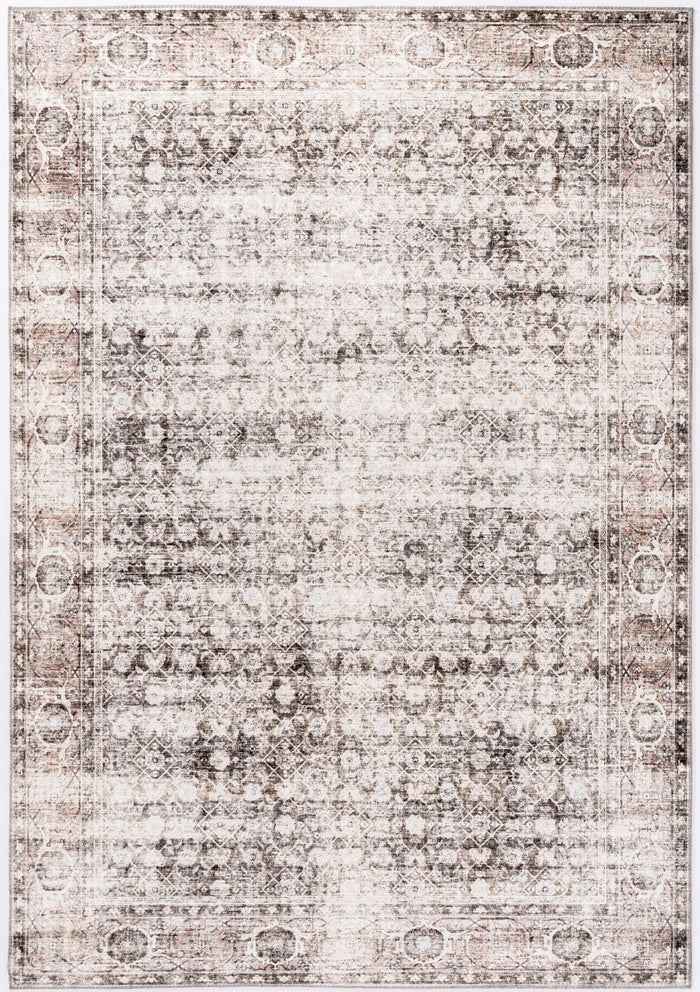 Paloma Cream Brown Vintage Washable Rug
