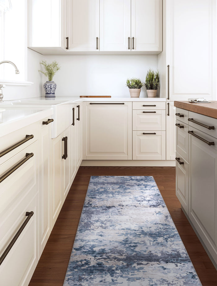 Paloma Modern Abstract Blue Washable Rug