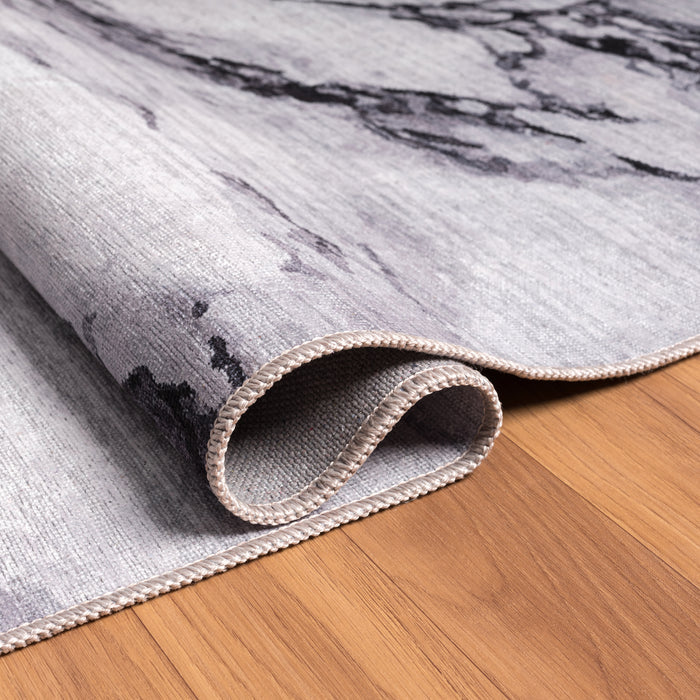 Parker Grey Ivory Marble Washable Rug