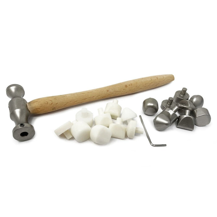 Planishing Hammer with 18 Interchangeable Delrin/Steel Heads