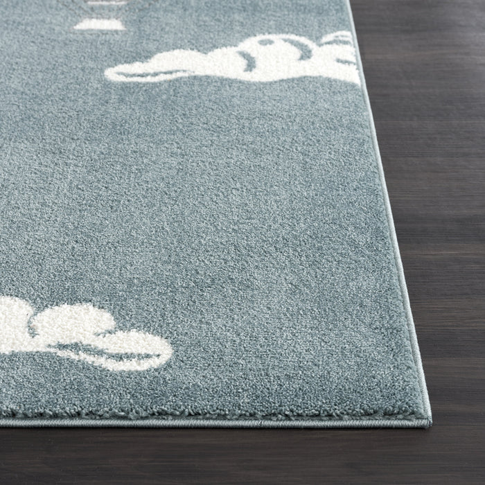 Play Hot Air Balloon Kids Blue Rug