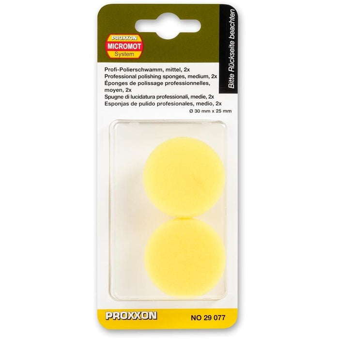 Proxxon Medium Yellow Polishing Sponges (Inc. 2) 29077