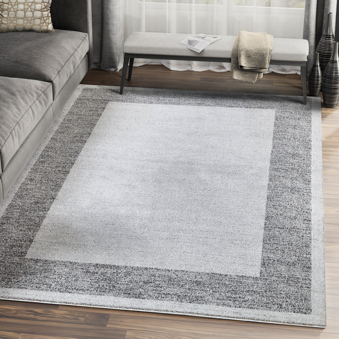 Quartz Grey Bordered Rug