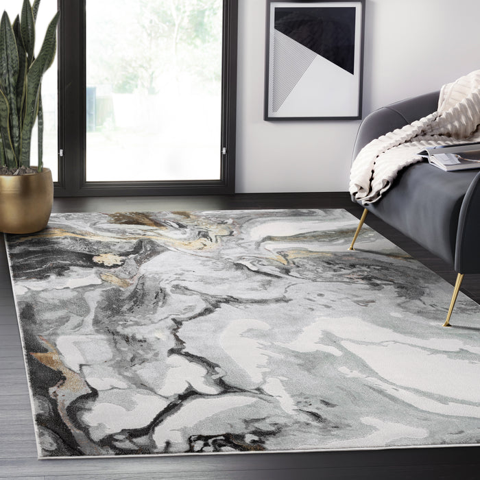 Regal Abstract Washable Grey Rug