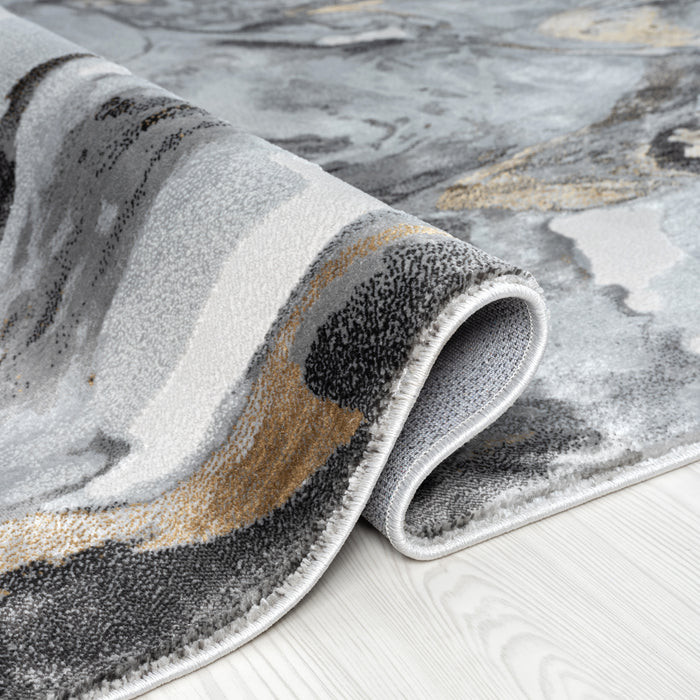 Regal Abstract Washable Grey Rug