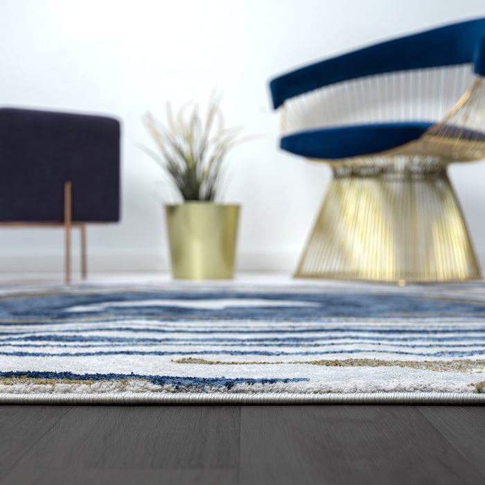 Regal Agate Stone Washable Blue Rug