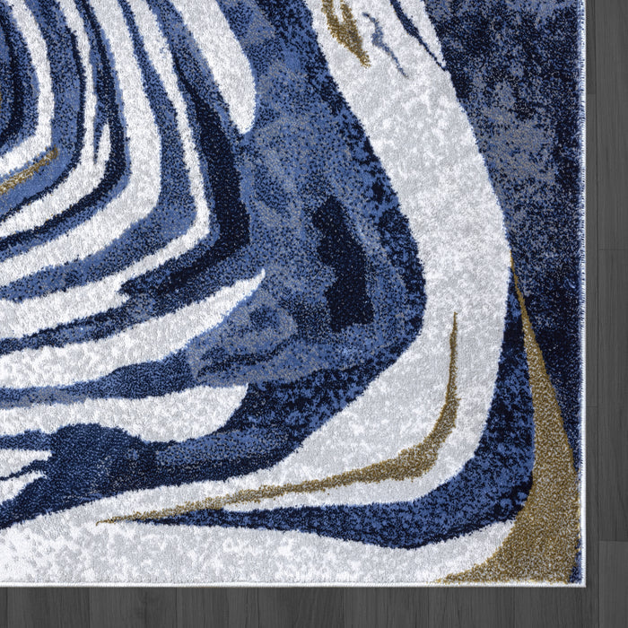 Regal Agate Stone Washable Blue Rug