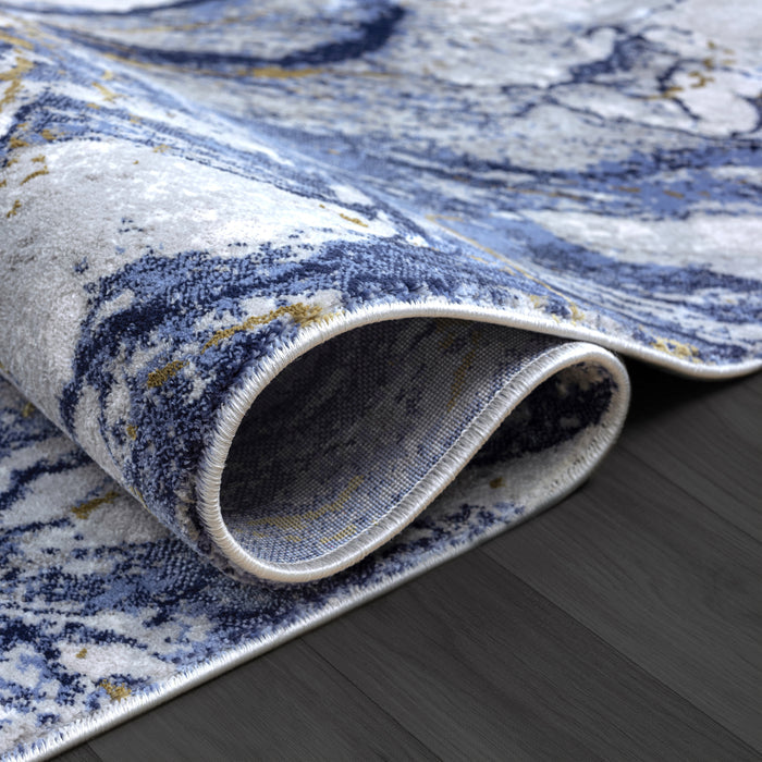 Regal Marble Washable Blue Rug