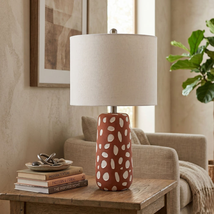 Safari Rust Ceramic Patterned Table Lamp