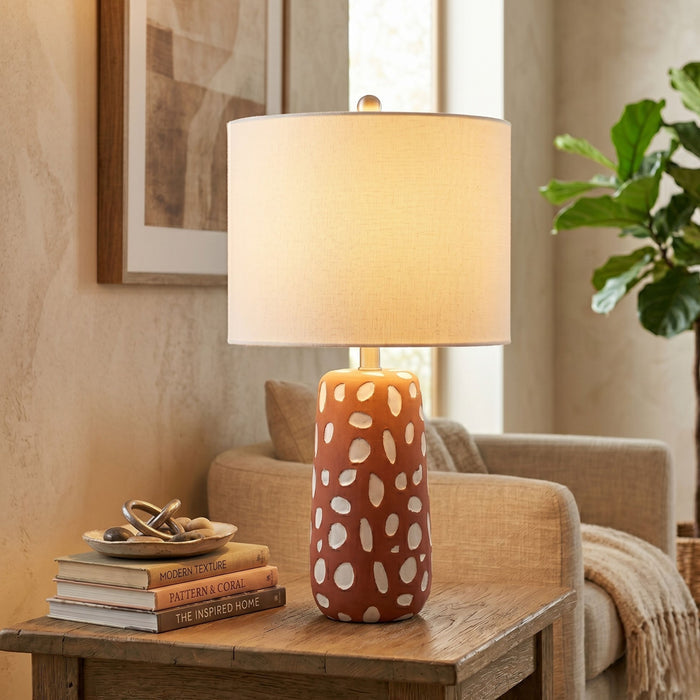 Safari Rust Ceramic Patterned Table Lamp