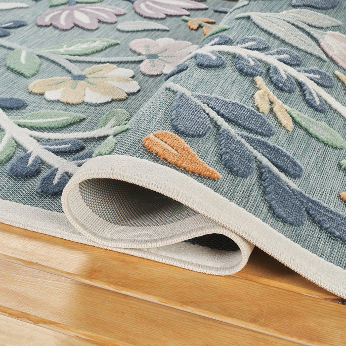 Sakura Garden Floral Indoor/Outdoor Green Rug