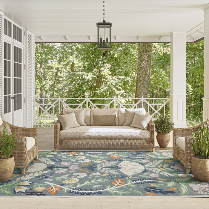 Sakura Garden Floral Indoor/Outdoor Green Rug
