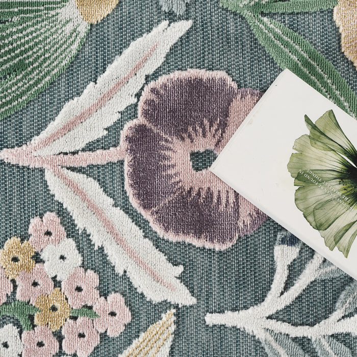 Sakura Garden Floral Indoor/Outdoor Teal Rug