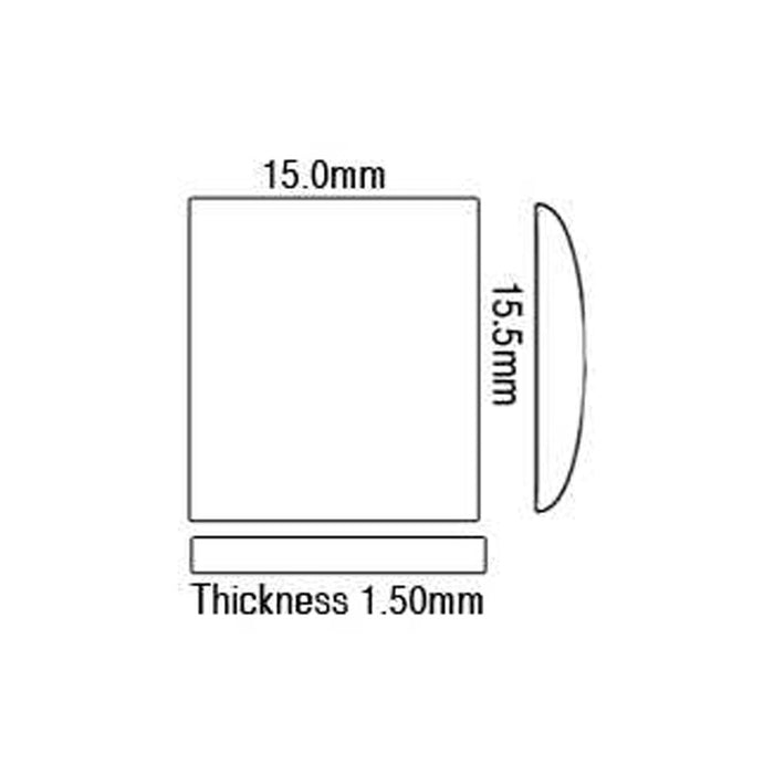 Sapphire Glass For Cartier Watches 15 x 15.5 mm Square Domed Flat Bottom