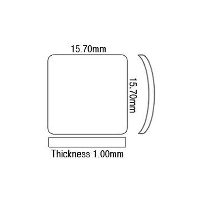 Sapphire Glass For Cartier Watches 15.7 x 15.7 mm Square Domed Round Corners