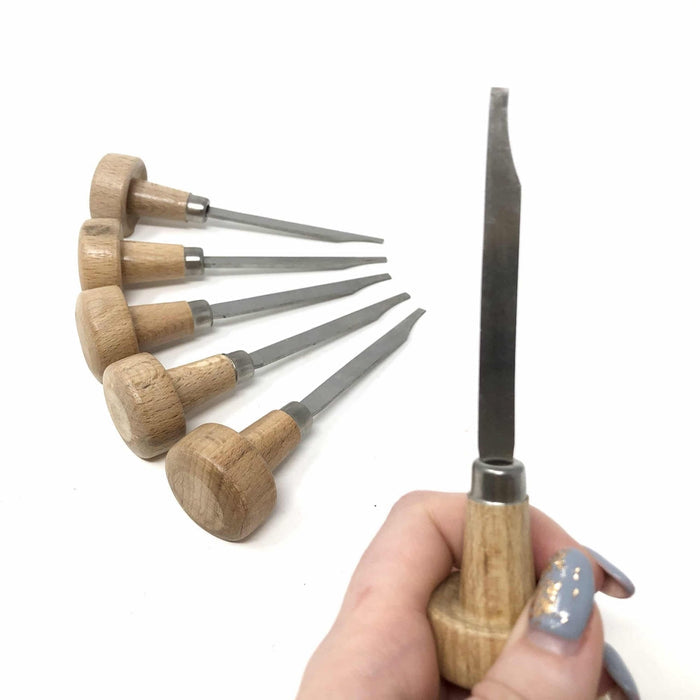 Set of 6 Flat Edge Gravers with Handles