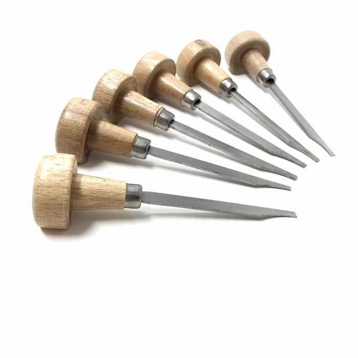 Set of 6 Flat Edge Gravers with Handles