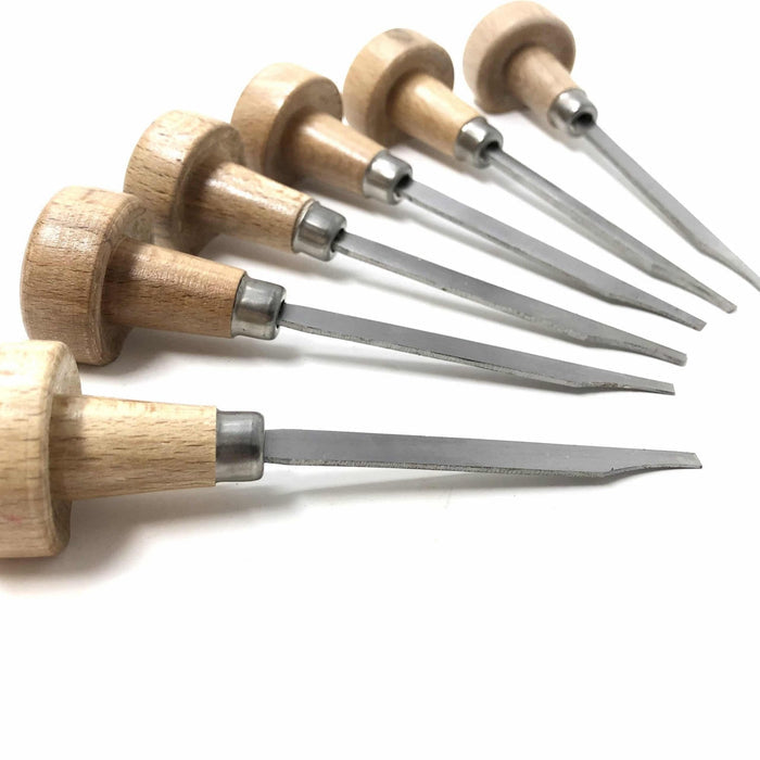 Set of 6 Flat Edge Gravers with Handles