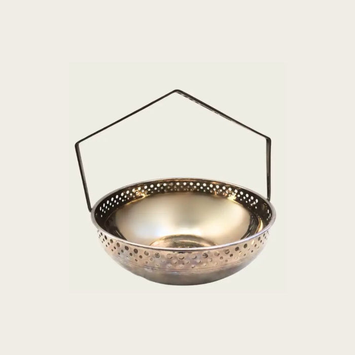 Silverplated Bowl with Geometric Handle & Perforations by WMF Jugendstil