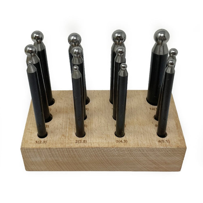 Steel Dapping Punch Set of 12 (2.3mm - 11.5mm)