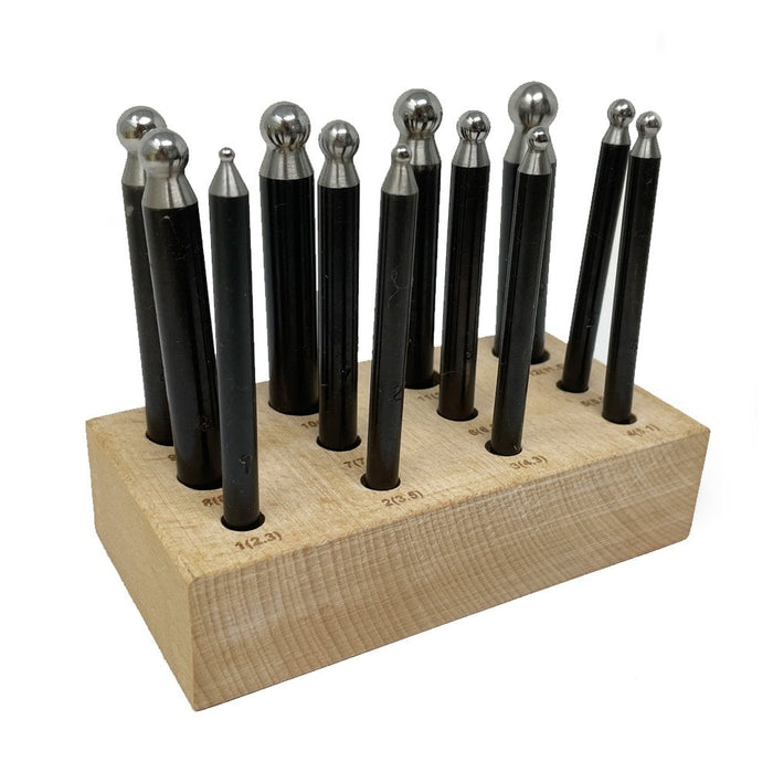 Steel Dapping Punch Set of 12 (2.3mm - 11.5mm)