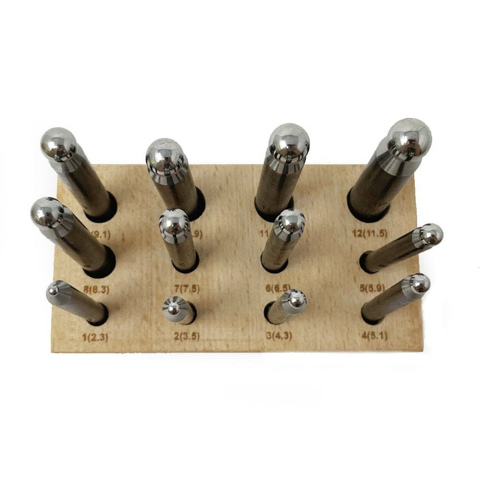 Steel Dapping Punch Set of 12 (2.3mm - 11.5mm)