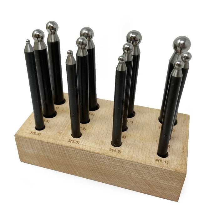Steel Dapping Punch Set of 12 (2.3mm - 11.5mm)