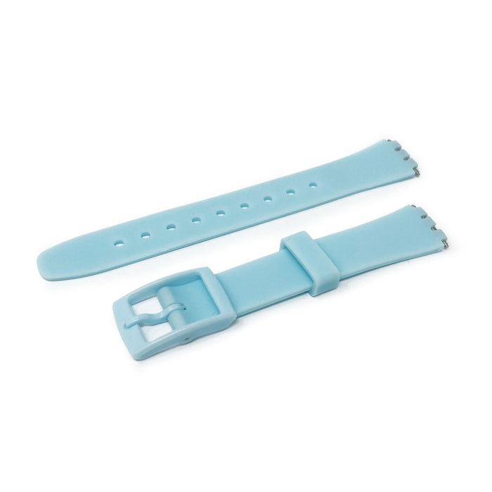 Swatch Style Silicone Watch Strap (12mm Notches), Pastel Blue