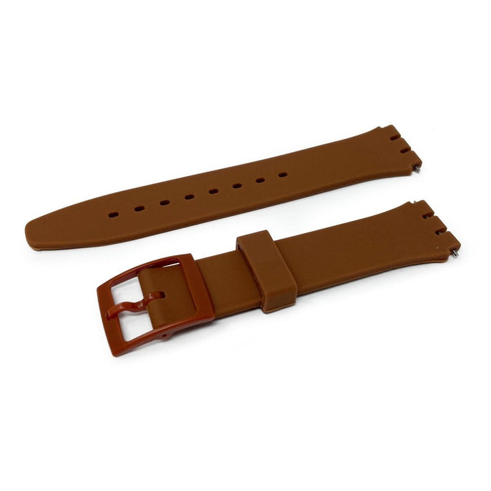 Swatch Style Silicone Watch Strap (17mm Notches), Brown