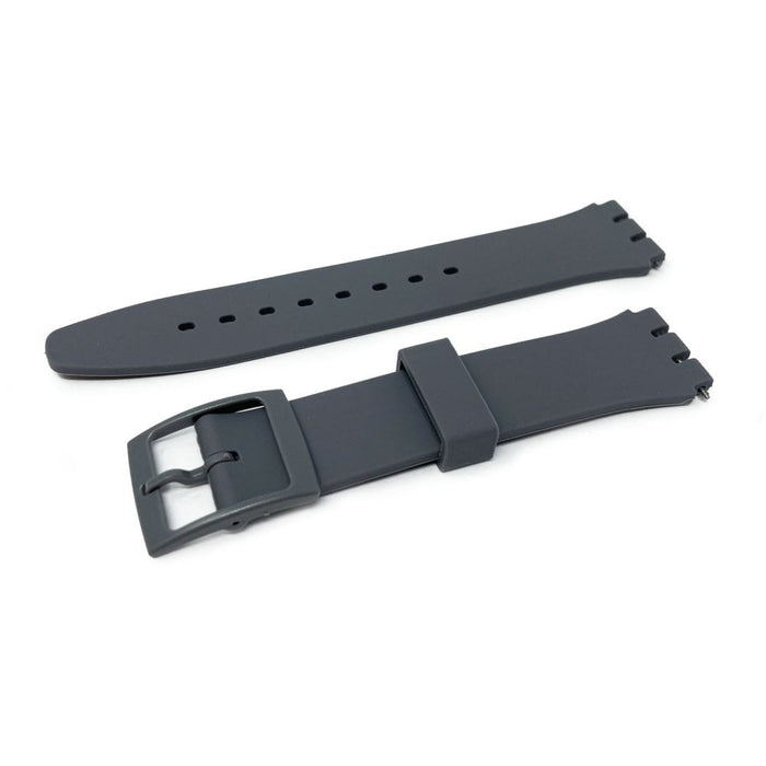 Swatch Style Silicone Watch Strap (17mm Notches), Dark Grey