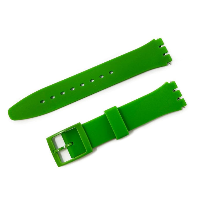 Swatch Style Silicone Watch Strap (17mm Notches), Green
