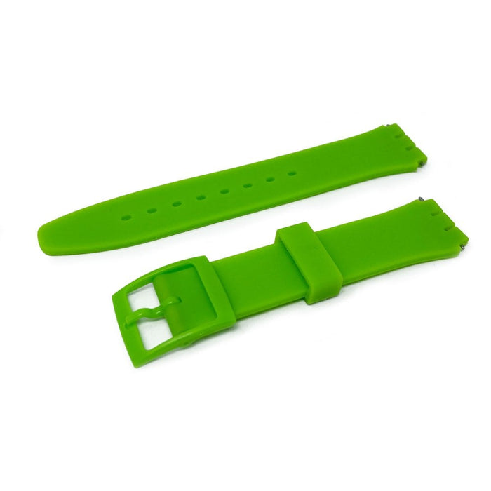 Swatch Style Silicone Watch Strap (17mm Notches), Lime Green