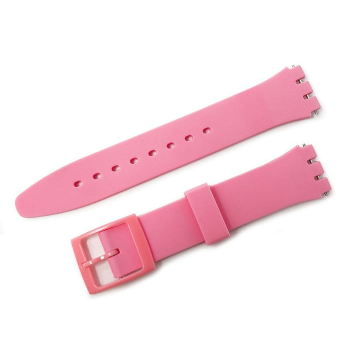 Swatch Style Silicone Watch Strap (17mm Notches), Pink