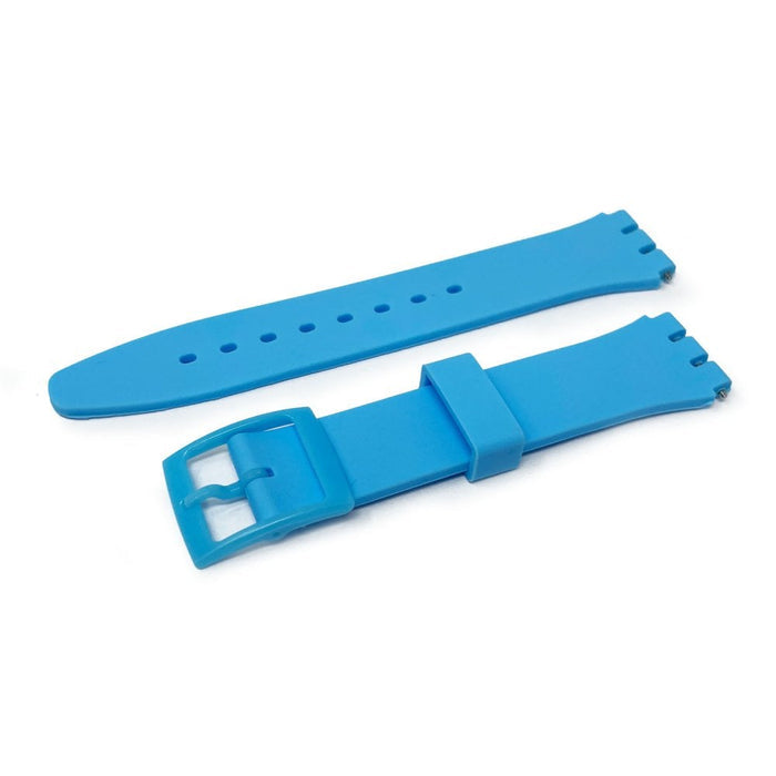 Swatch Style Silicone Watch Strap (17mm Notches), Sky Blue