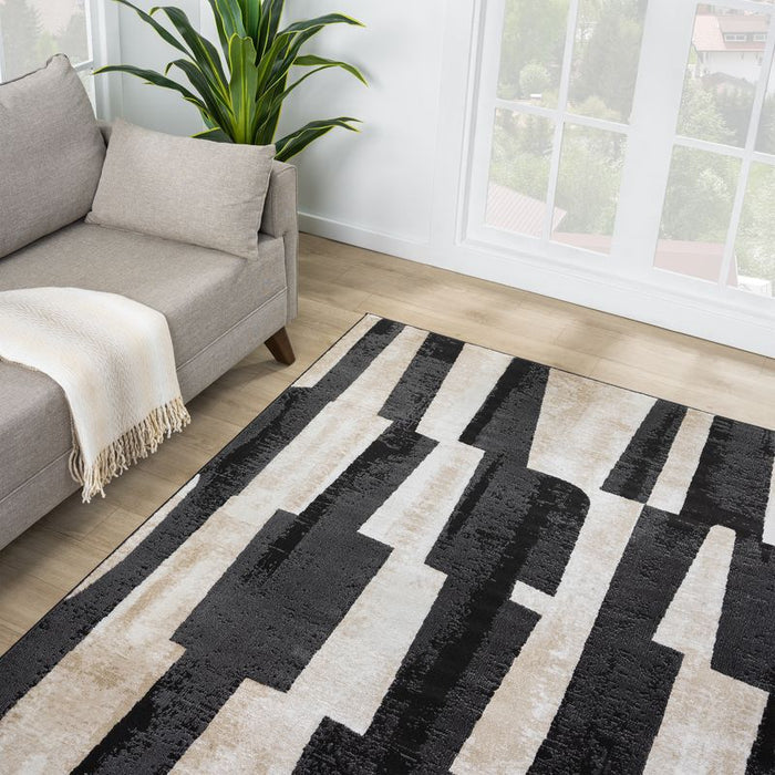 Terra Geometric Black Rug