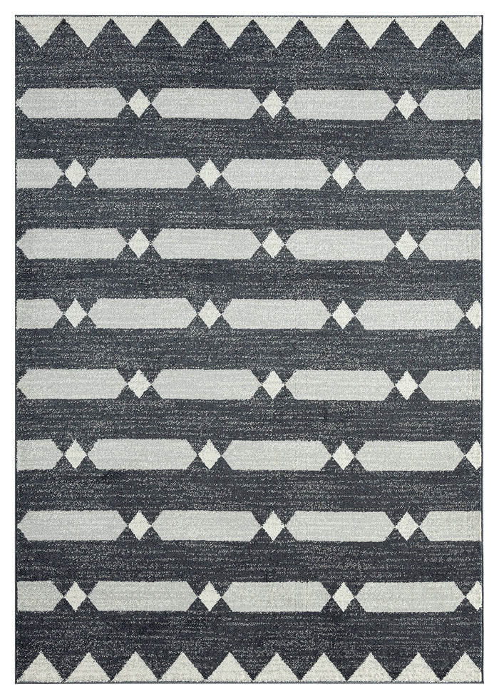 Tulum Grey Cream Geometric Rug