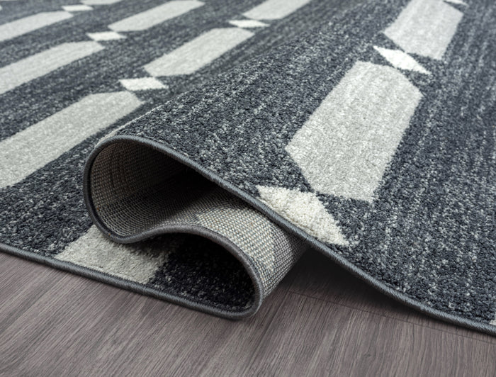 Tulum Grey Cream Geometric Rug