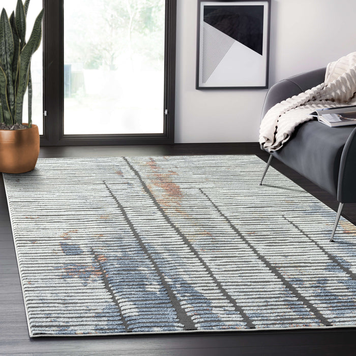 Venus Grey Black Striped Rug