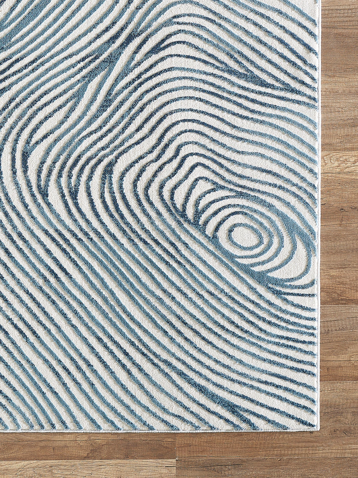Vista Modern Wave Blue White Rug