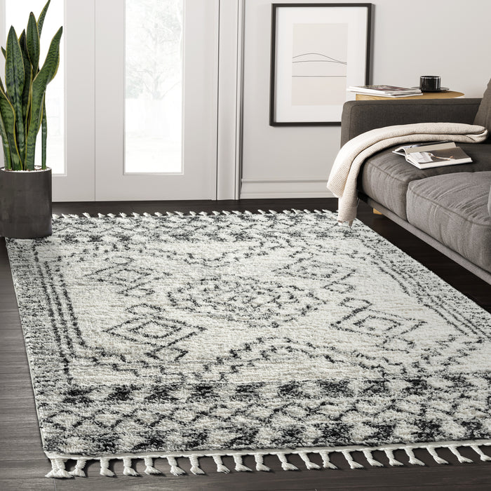 Willow Geometric Shag Cream Rug