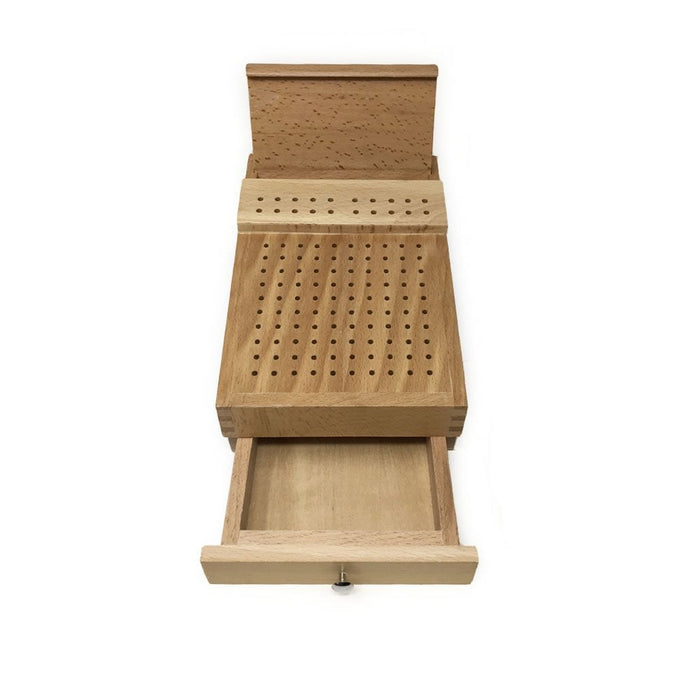 Wooden Burr Stand Organiser with Drawer